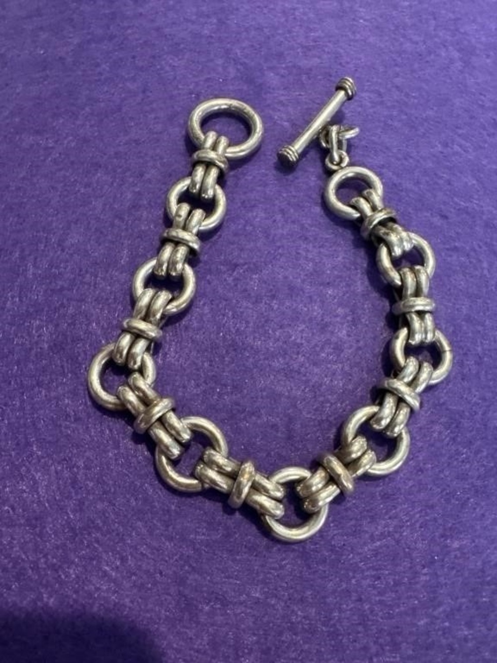 Vintage Sterling Silver 925 Byzantine Link Toggle Bracelet 9” 71 Grams Chunky